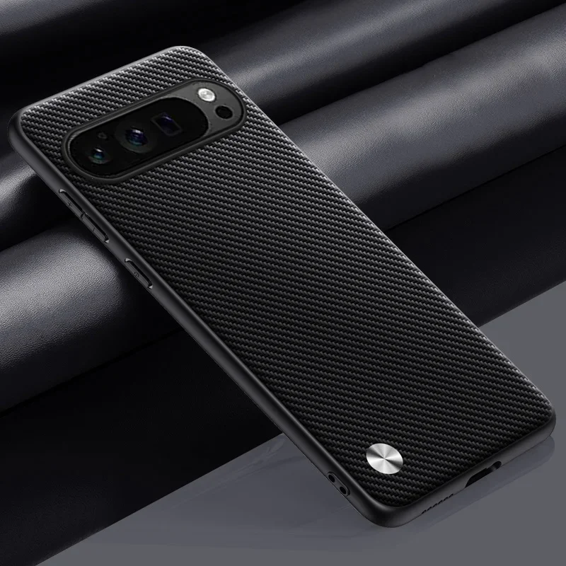 (carbon Black, Google Pixel 9a) Capa Flexível Ultrafina Com Textura De Couro De Estilo Executivo Resistente A Impactos E Com Toque Agradável