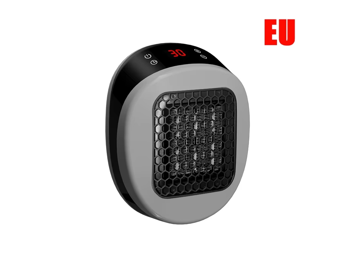 Aquecedor Elétrico de 600W com Plugue, Função Timer e Visor de Led MDUG (padrão Europeu Cinza)