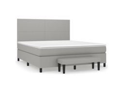 Cama com Molas/Colchão 160x200 Cm em Tecido Cinzento Claro MAISON EXCLUSIVE