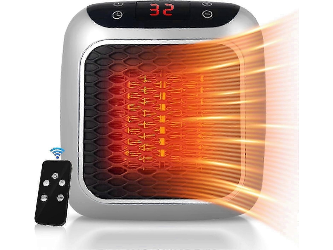 Aquecedor De Cerâmica Portátil De 800 W Com Controle Remoto, Temporizador, Display Led E 2 Modos De Aquecimento Slowmoose