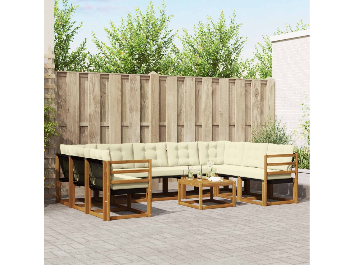 Vidaxl Conjunto De Sofás Para Exterior 10 Pcs Natural E Creme