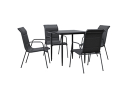 Garden Dining Set, Garden Dining Sets Vidaxl Preto Aço (80 Cm Table Length)