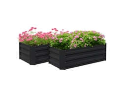 Conjunto de 2 de jardim, chapa de aço, preto, 100x50x30cm, S/MARCA