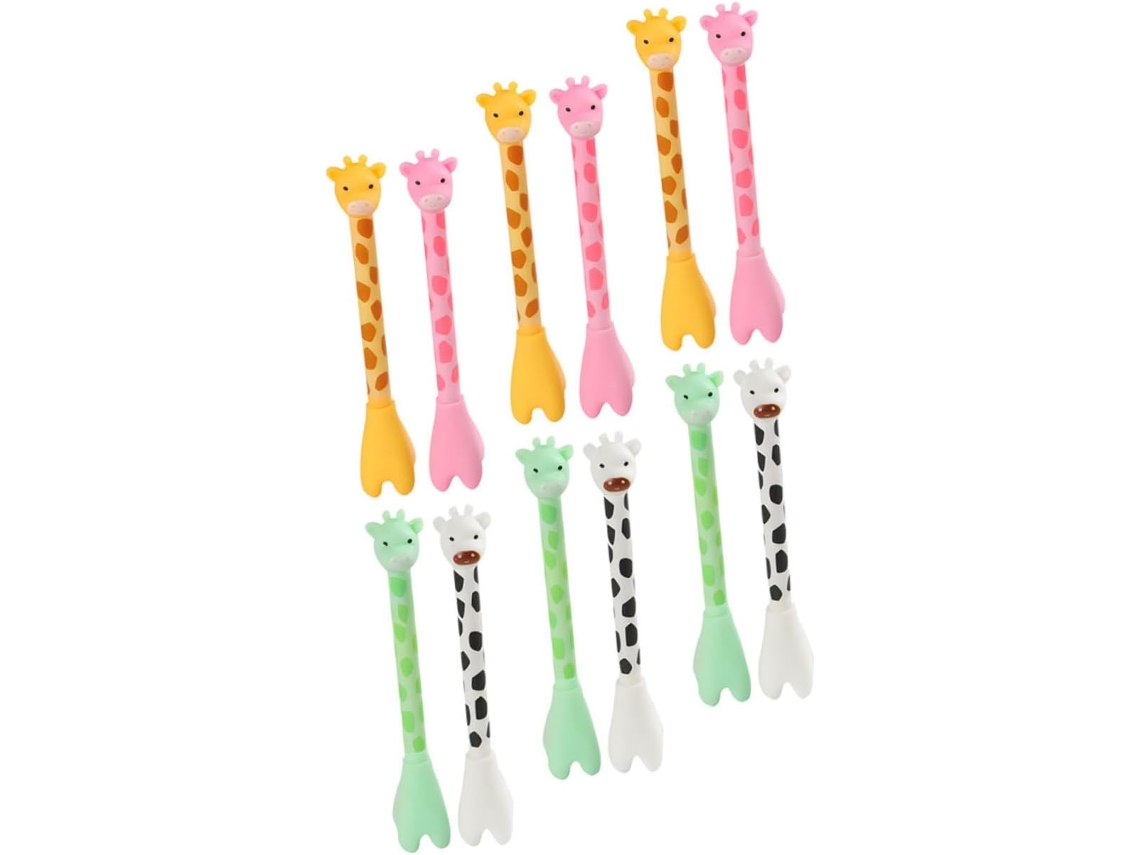 Conjunto De 12 Canetas Em Gel Formato Girafa, Instrumentos Escrita