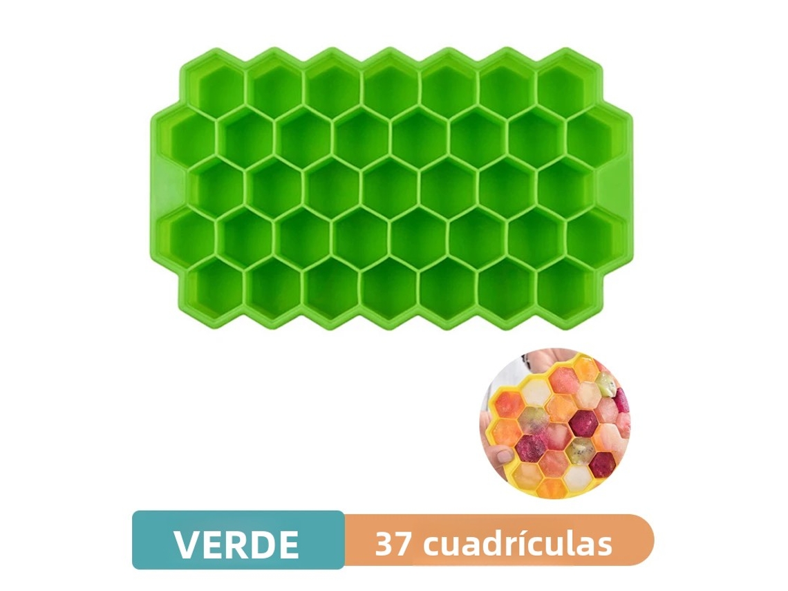 Forma de Gelo Grande de Silicone , Ideal para Fazer Gelo em Casa e de Forma Ecológica. MDUG (verde, com 37 Compartimentos)