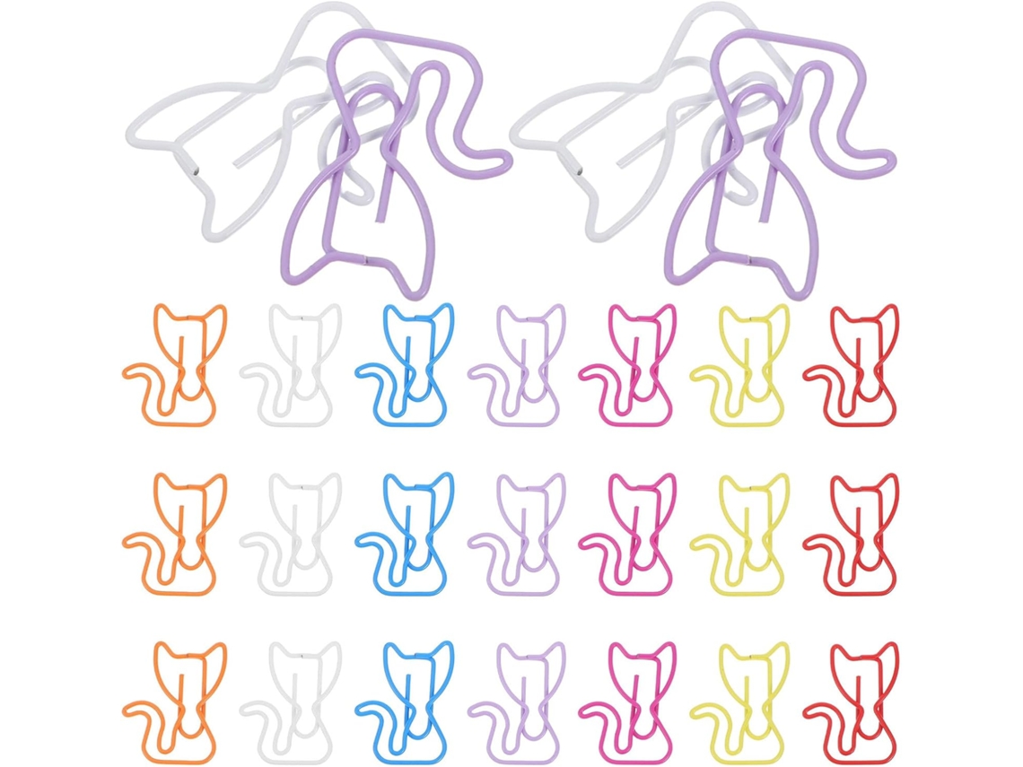 50 Clipes de Papel em Formato de Gato, Resistentes e Adoráveis, Clipes de Metal e Plástico, Perfeitos para Organizar Documentos