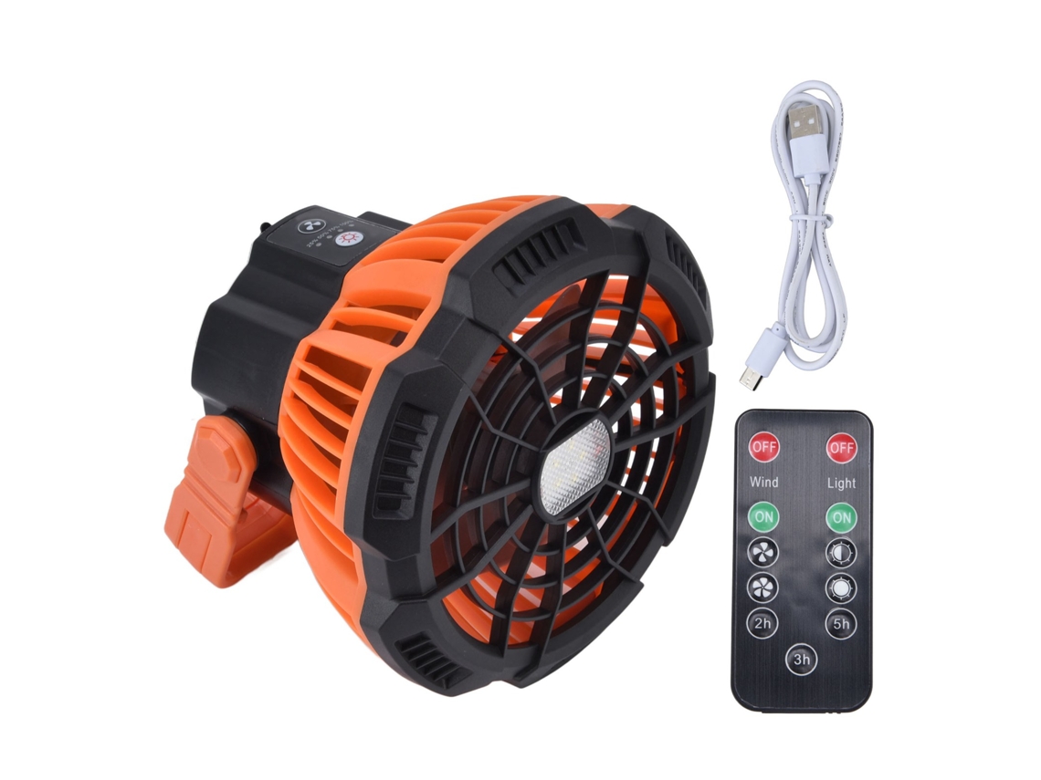 Ventilador Portátil Recarregável com Luz Led, Rotação de 180° e Gancho para Campismo LAXISCREED