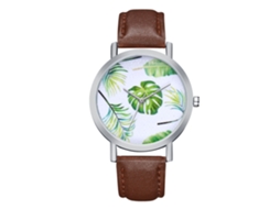Reloj De Pulsera Analógico De Cuarzo Con Dial Redondo Moda Para Mujer Y Hombre Marrón