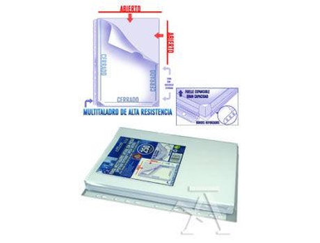 Paq/5 Fundas Multitaladro Lateral Con Fuelle A4 Pp Transp.