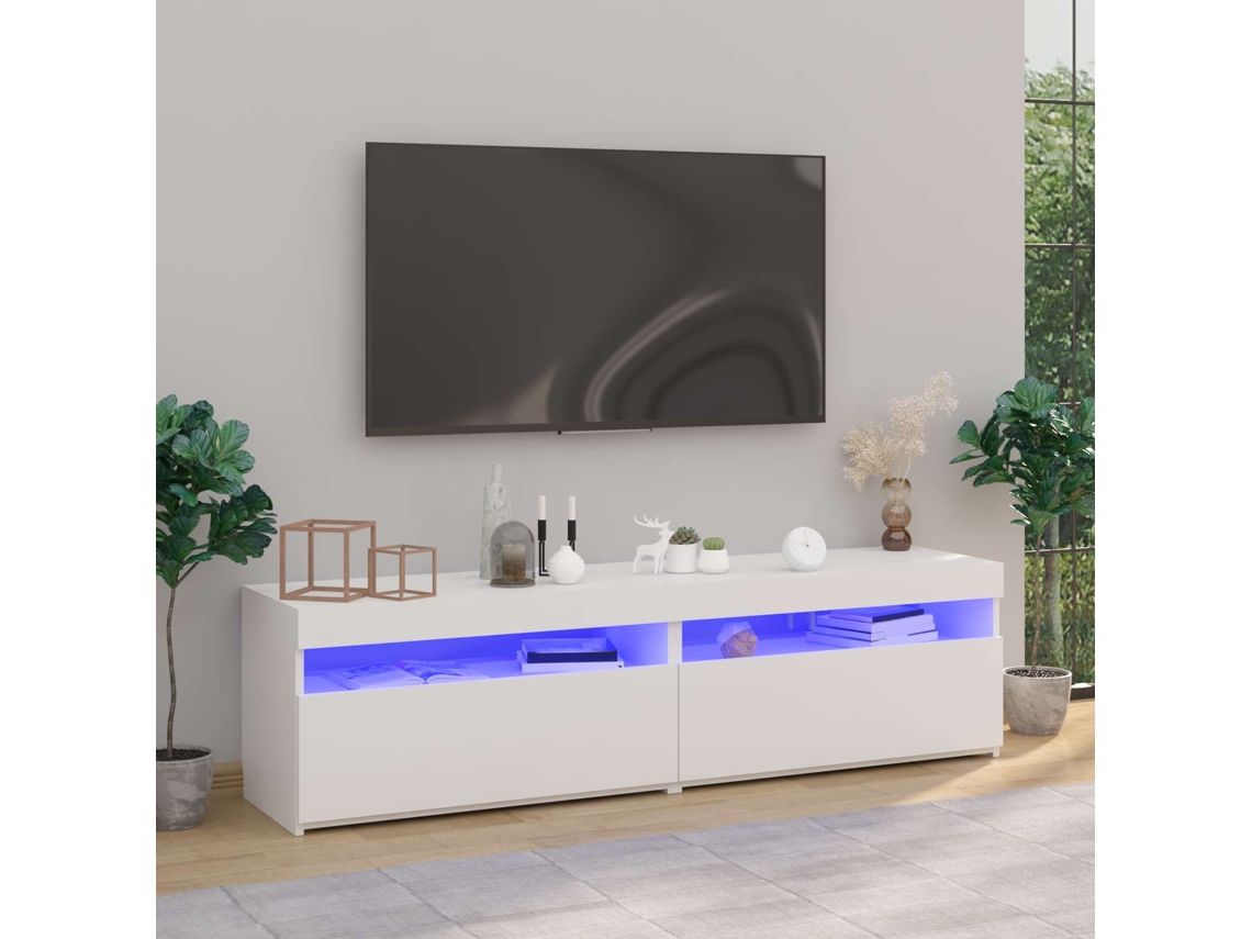Vidaxl Móvel de Tv com Luzes Led 2 Pcs 75x35x40 Cm Branco