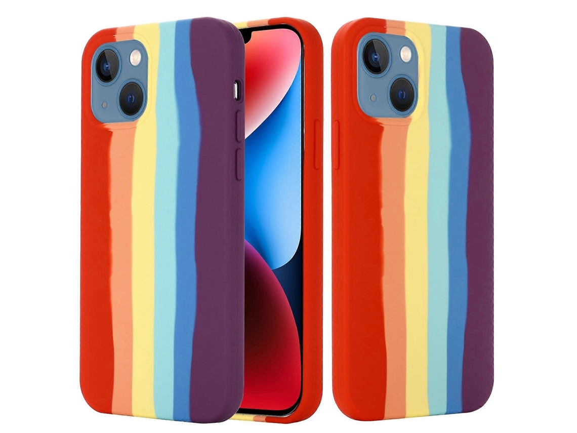 Capa De Celular De Silicone Líquido Arco-íris Para Iphone 15 Plus