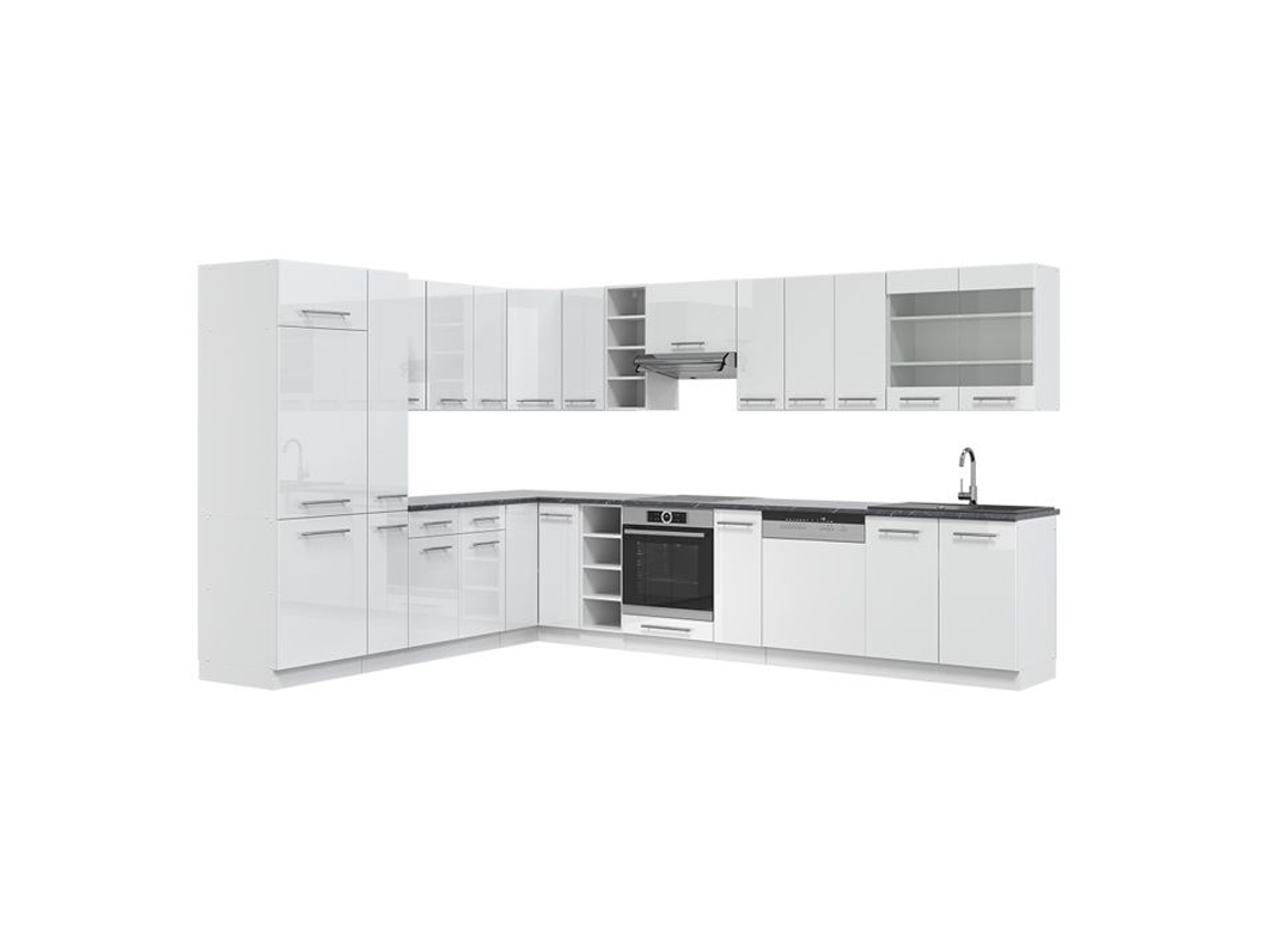 Cozinha de canto Fame-Line, 347 x 257 cm, PT Antracite, branco brilhante/branco VICCO