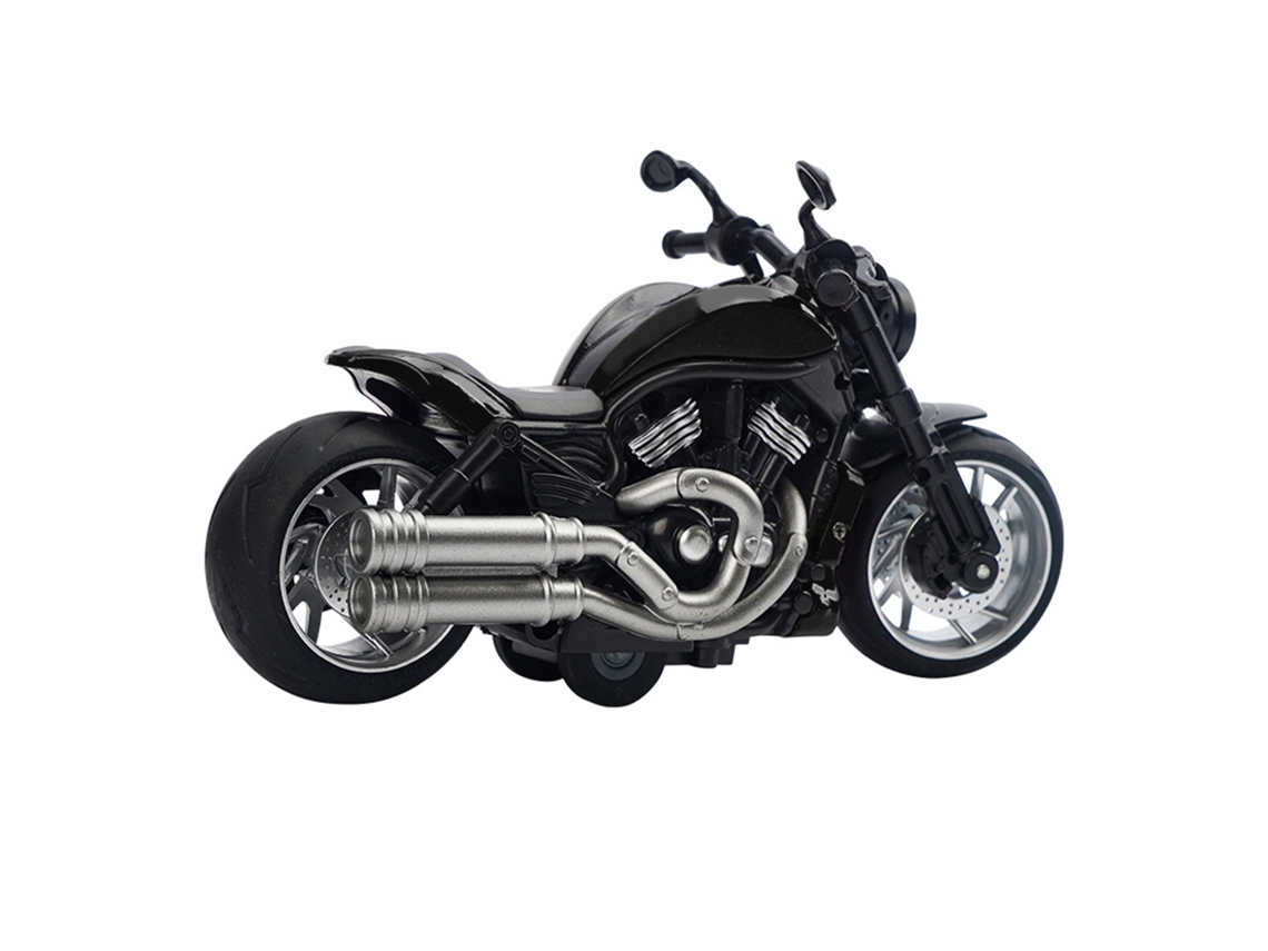 Mali modelo de Motocicleta 1:12 com Luz e Música Liga Retrátil Brinquedo para Crianças Preto