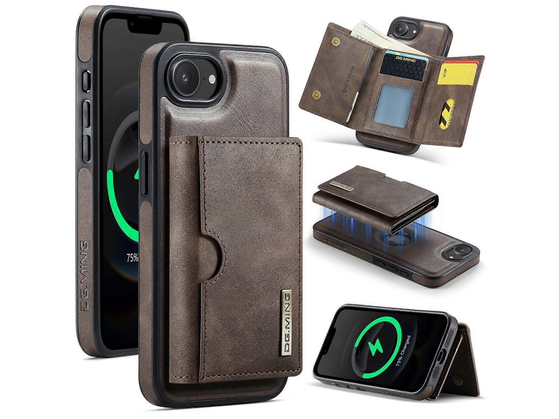 Bolsa Para Cartão Rfid Tripla Dobrável, Capa De Couro Removível Para Celular, Série M6 Da Dg.ming