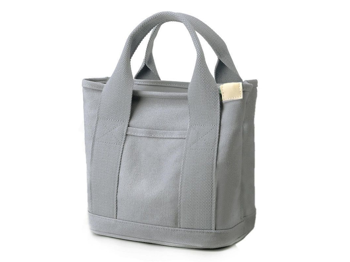 Bolso Tela Mujer Con Cremallera Y Bolsillos Internos Grande Capacidad Gris Gris