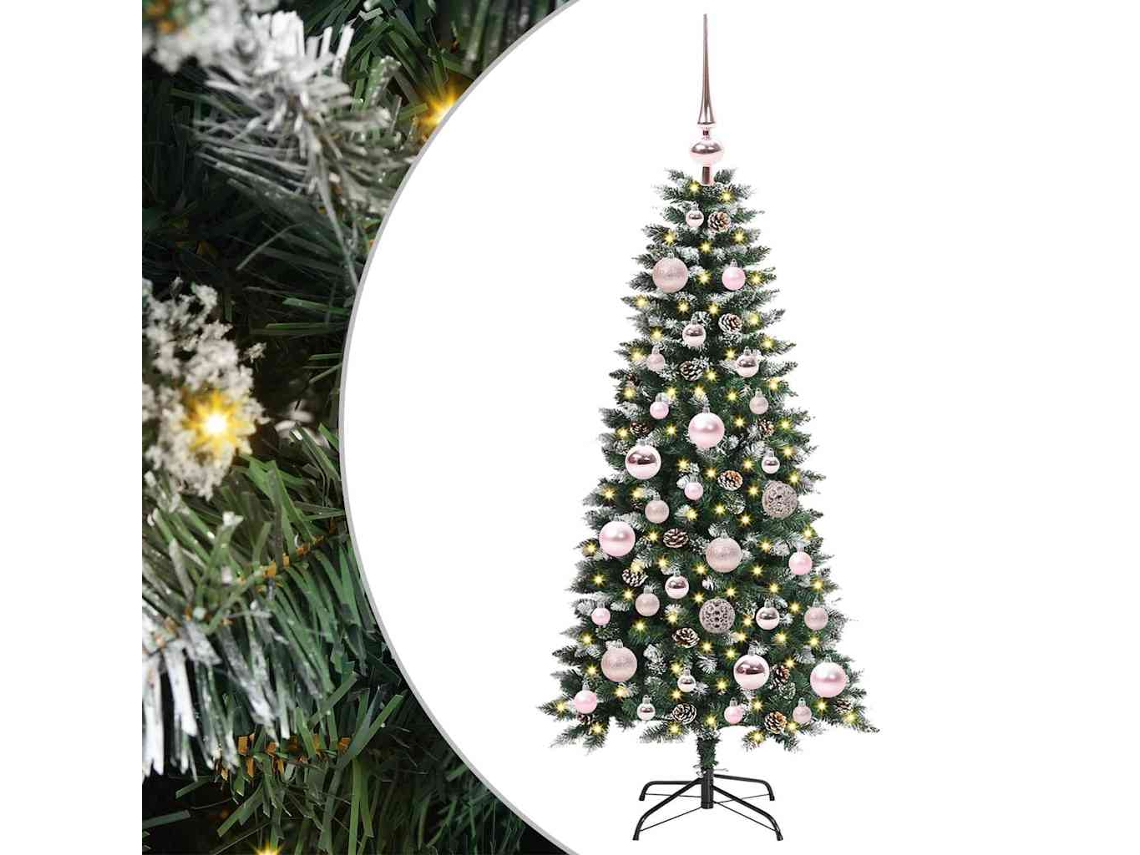 Árvore De Natal Artificial Pré Iluminada Vidaxl Verde Pvc (55 X 55 X 120 Cm)