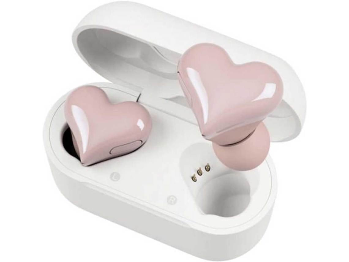 Auriculares em Forma de Coração com Cancelamento de Ruído e Som Hifi Longa Duração JIAPEI (rosa)