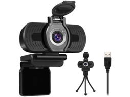 Webcam 1080P com microfone, webcam USB para computador, webcam plug and play para desktop e laptop, preta Bestvite