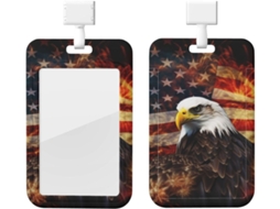 Suporte para Crachá com Cordão, Suporte para Crachá em Plástico Impermeável, Bandeira Americana, Carretel Retrátil para Crachá com Cordão