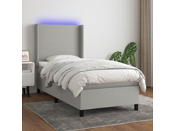 Vidaxl Cama Box Spring C/ Colchão E Led 100x200 Cm Tecido Cinza-claro