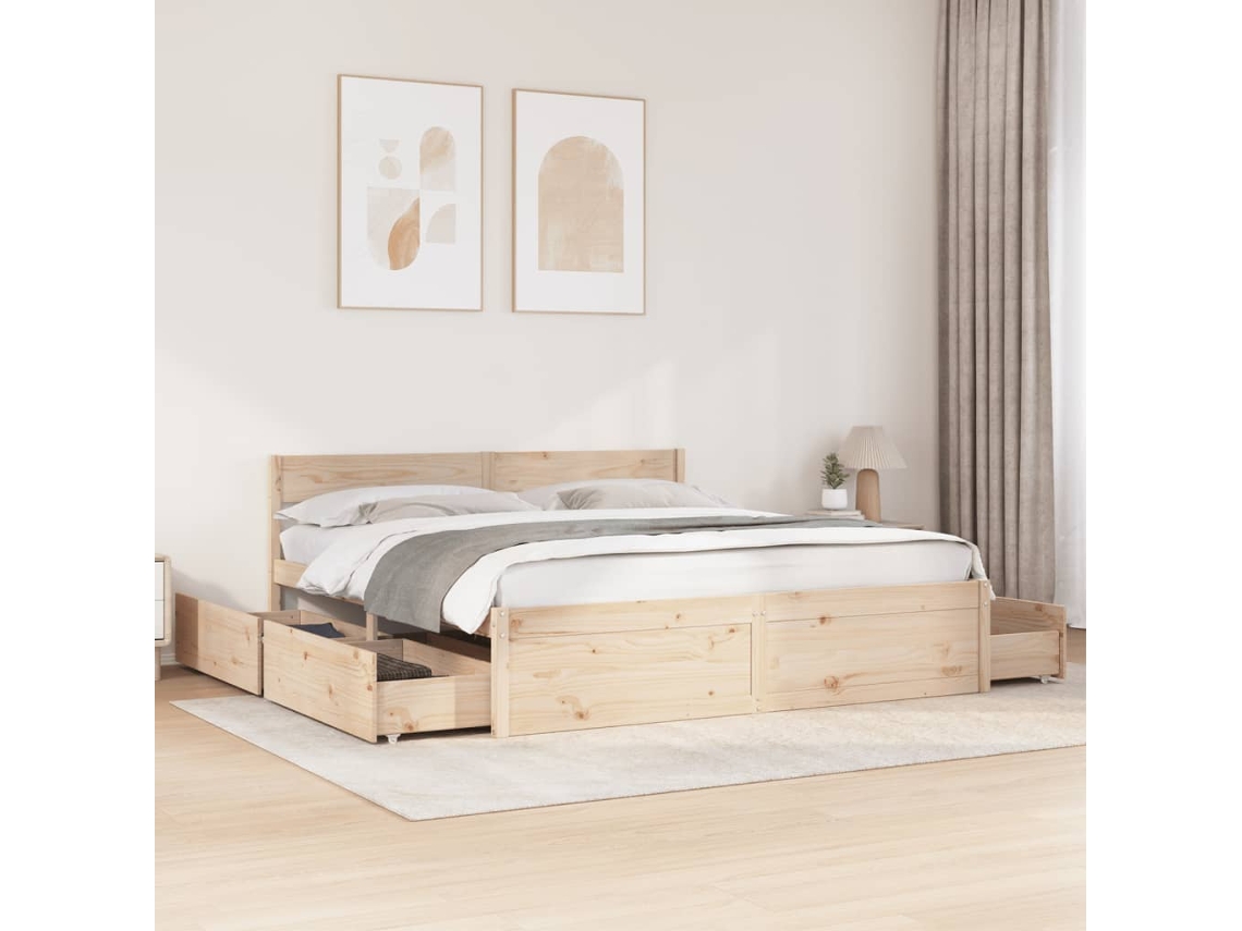 Vidaxl Cama Sem Colchão 200x200 Cm Madeira De Pinho Maciça