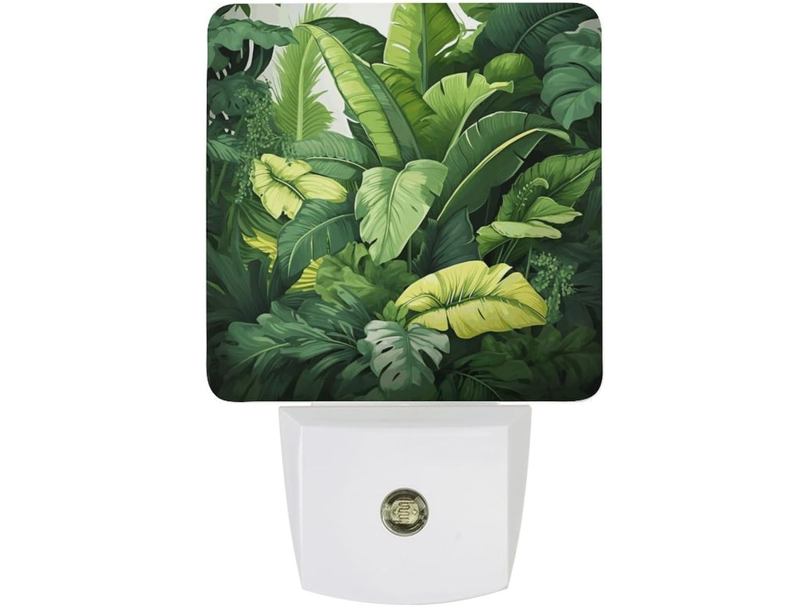 Luminária Noturna Led De Tomada Com Design Folha Bananeira, Sensor Crepuscular, Uso Na Parede, Luminária Decorativa