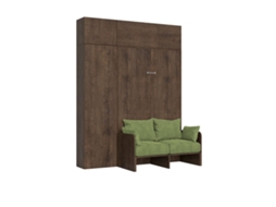 Cama Queen-size Dobrável Kentaro De 120 Cm Com Sofá E Móveis De Nogueira, Verde