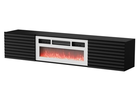 Cama Rtv Cabinet Tula 183x35x37 Preto Mate Branco Lareira Cama Meble