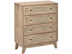 Cômoda 4 Gavetas Rattan Madeira Clara
