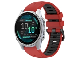 Bracelete Para Garmin Fenix 8 Amoled (43mm) - Silicone - Fivela De Aço - Duas Cores - Liberação Rápida Vermelho+preto