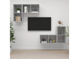 Vidaxl Armários De Parede Para Tv 4pcs Derivados Madeira Cinza Cimento