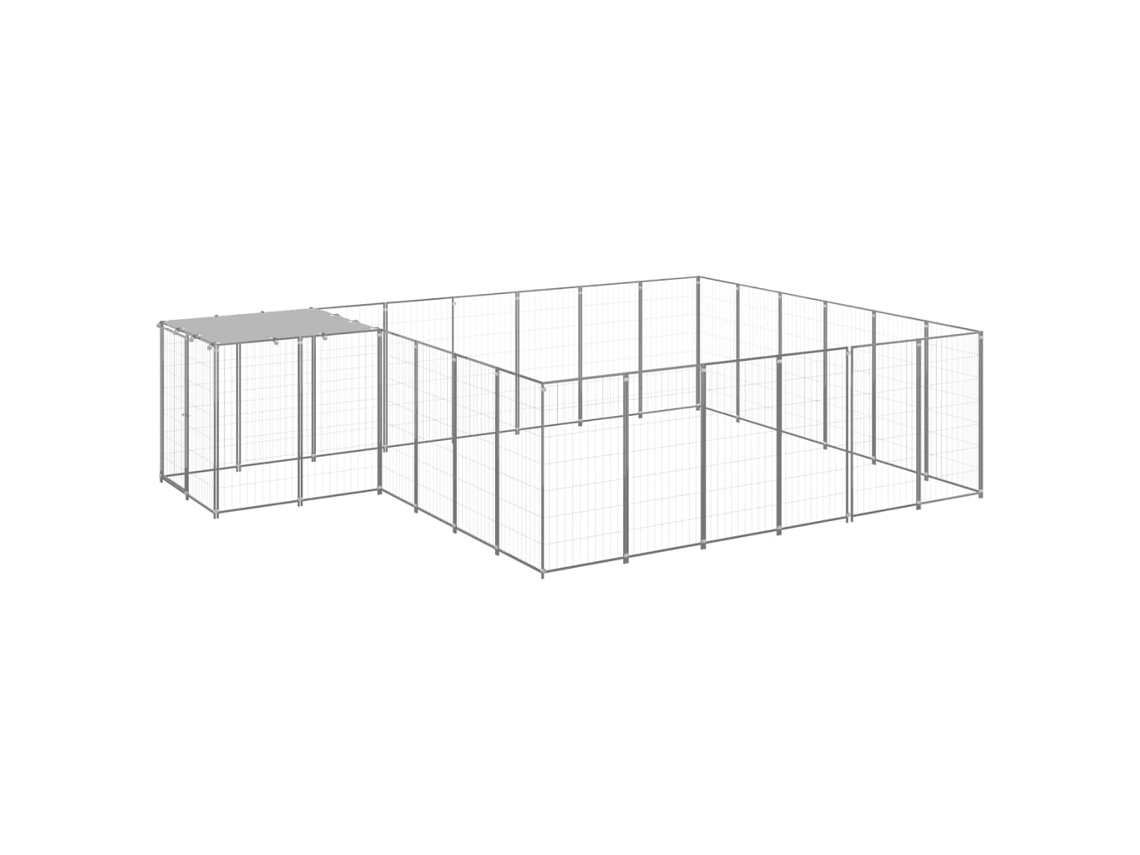 Vidaxl Canil 12,1 M² Aço Prateado