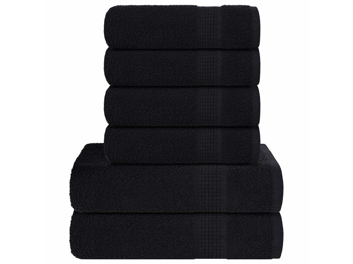 Vidaxl 6pcs Conjunto De Toalhas Frogn 360 G/m² Preto