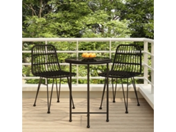 Vidaxl 3 Pcs Conjunto De Jantar Para Jardim Vime Pe Preto