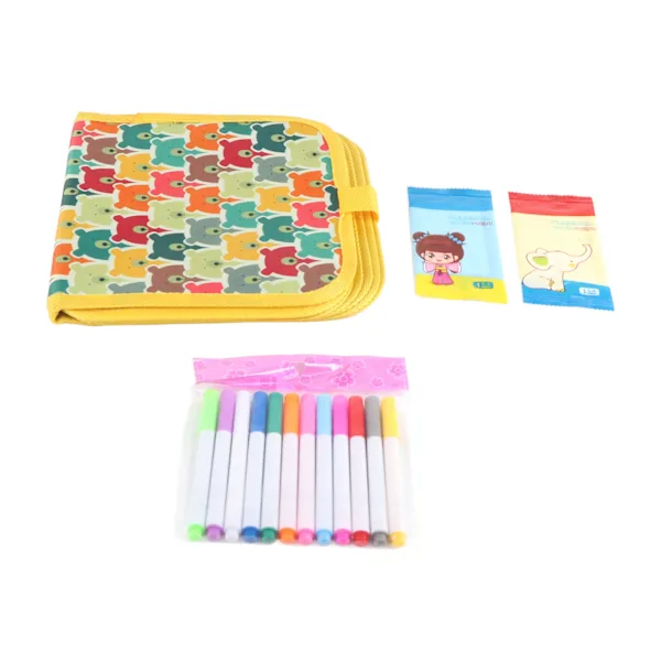 Livro de Desenho Reutilizável com 14 Páginas, Portátil e Apagável, com 12 Canetas Aquarela para Crianças AQUAFORGE