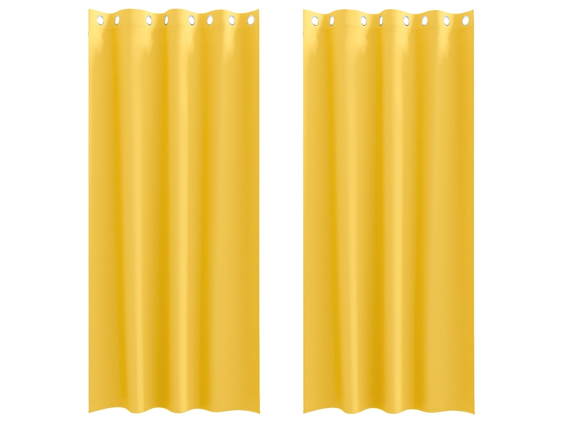 Maison Exclusive - Cortinas Blackout Com Argolas 2 Pcs Amarelo Mostarda