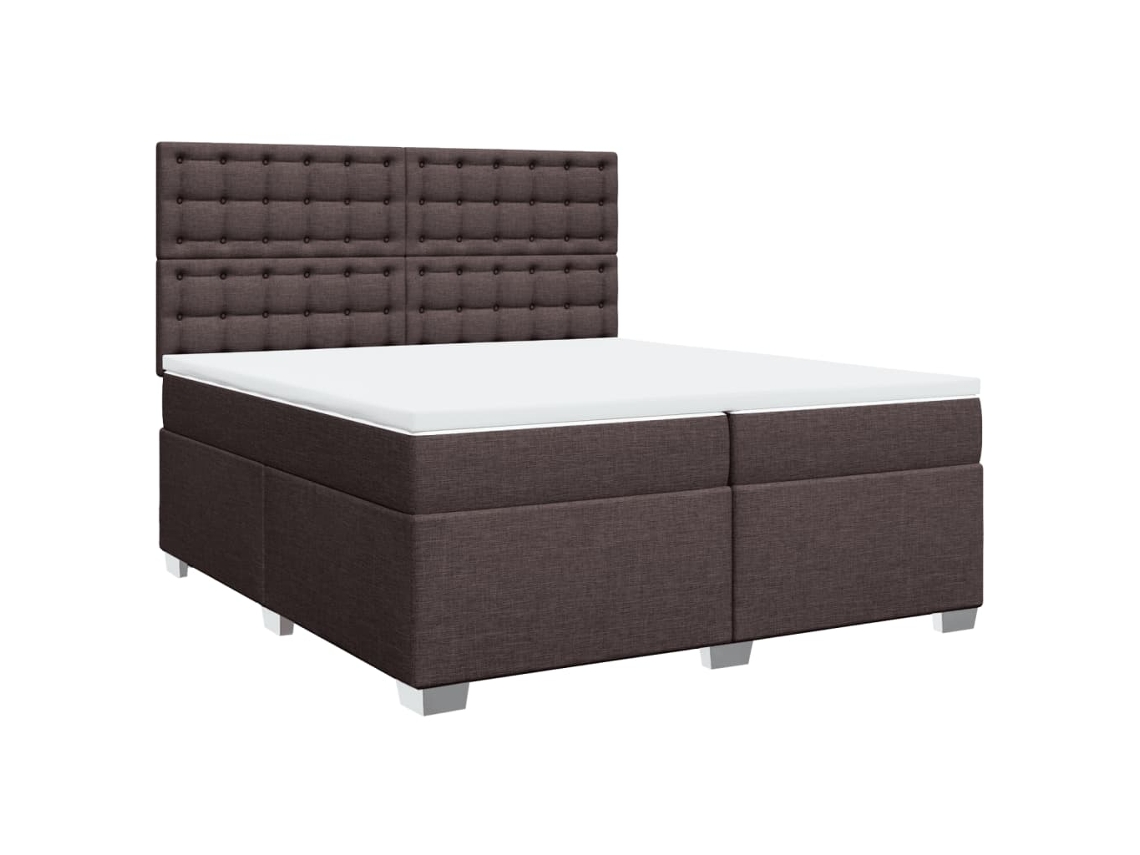 Cama com Molas/Colchão 200x200 Cm em Tecido Castanho Escuro MAISON EXCLUSIVE