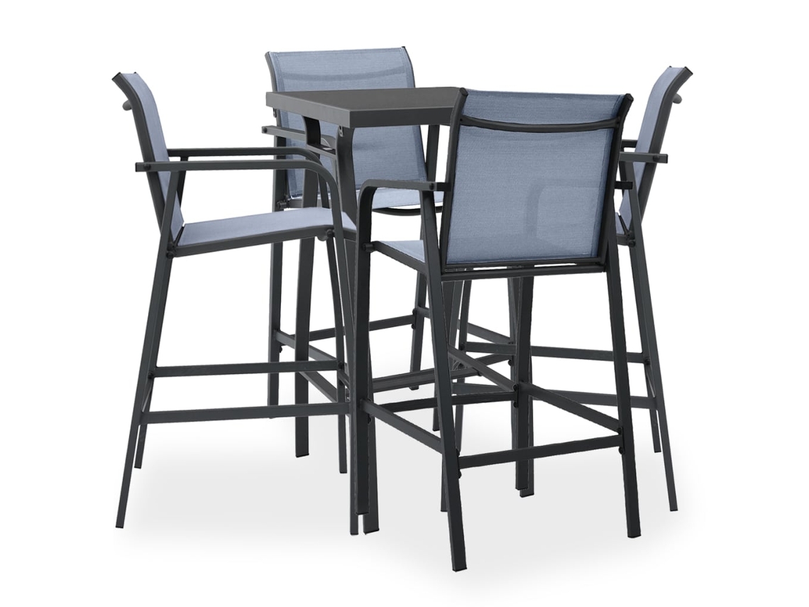 Vidaxl 5 Pcs Conjunto De Bar Para Jardim Preto E Cinzento