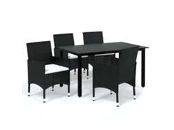 Conjunto 4 Conjunto De Jantar Vidaxl Preto Vime Pe (150 X 90 X 74 Cm)
