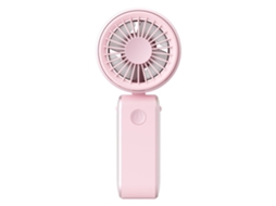 Ventilador de Mão Dobrável Rosa, 3 velocidades, USB recarregável, com alça ajustável, resistente STELASPLEN