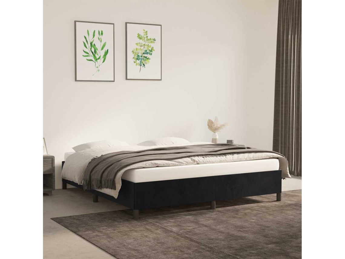 Vidaxl Estrutura De Cama Sem Colchão 180x200 Cm Veludo Preto