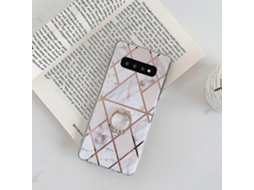 Capa Para Celular Galaxy S10e Com Revestimento Em Mosaico De Mármore E Padrão Geométrico Colorido Tpu E Anel Com Suporte De Strass