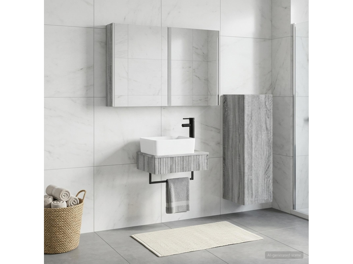 Vidaxl Conjunto De Móveis Para Banheiro 4 Pcs Sonoma Cinzento