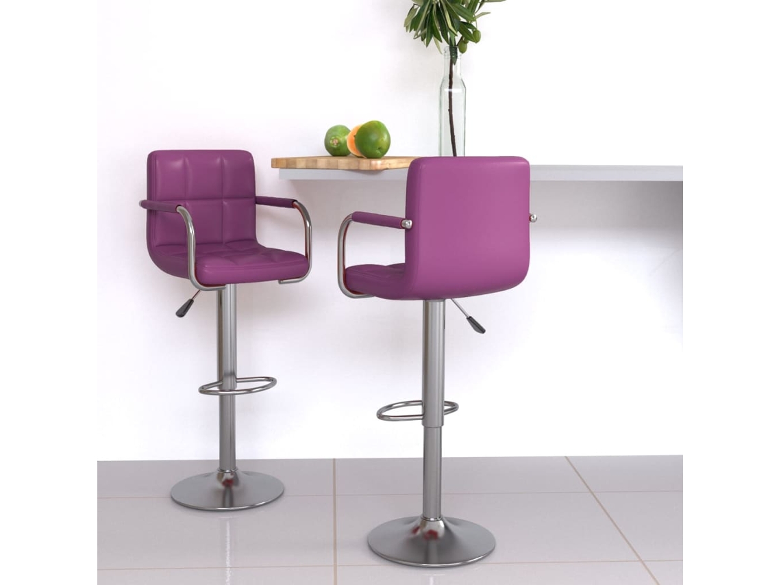 Vidaxl Bancos De Bar 2 Pcs Couro Artificial Roxo