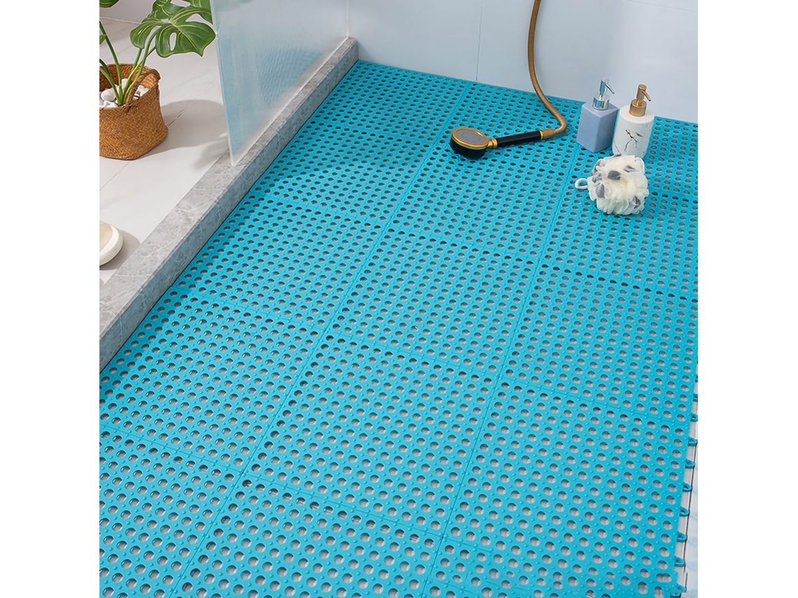 10pcs Tapete de Banho mosaico antiderrapante com ventosas plástico azul para cozinha e banheiro
