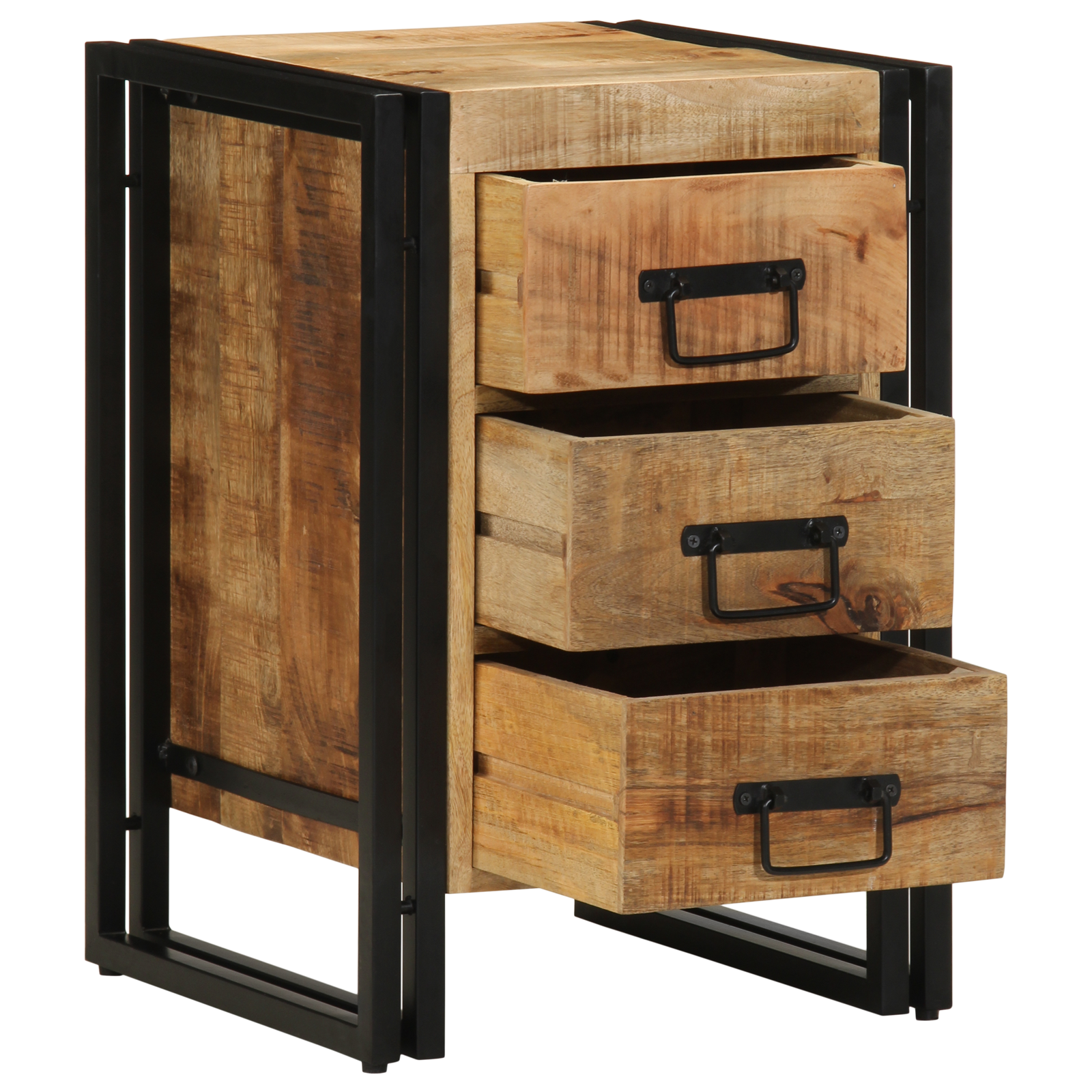 Conjunto 1 Armário De Cabeceira Vidaxl Castanho Madeira De Mangueira Maciça (40 X 40 X 59 Cm)