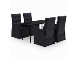 Maison Exclusive - 5 Pcs Conjunto De Jantar P/ Jardim C/ Almofadões Preto