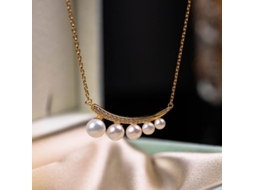 Prata S925 com Acabamento Dourado, Colar Francês com Brilho Suave e Elegância Sofisticada em Tons de Lua Crescente MDUG