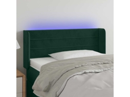 Vidaxl Cabeceira Cama C/ Luzes Led Veludo 83x16x78/88 Cm Verde escuro