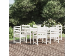 Vidaxl 7 Pcs Conj. De Jantar P/ Jardim Madeira De Pinho Maciça Branco